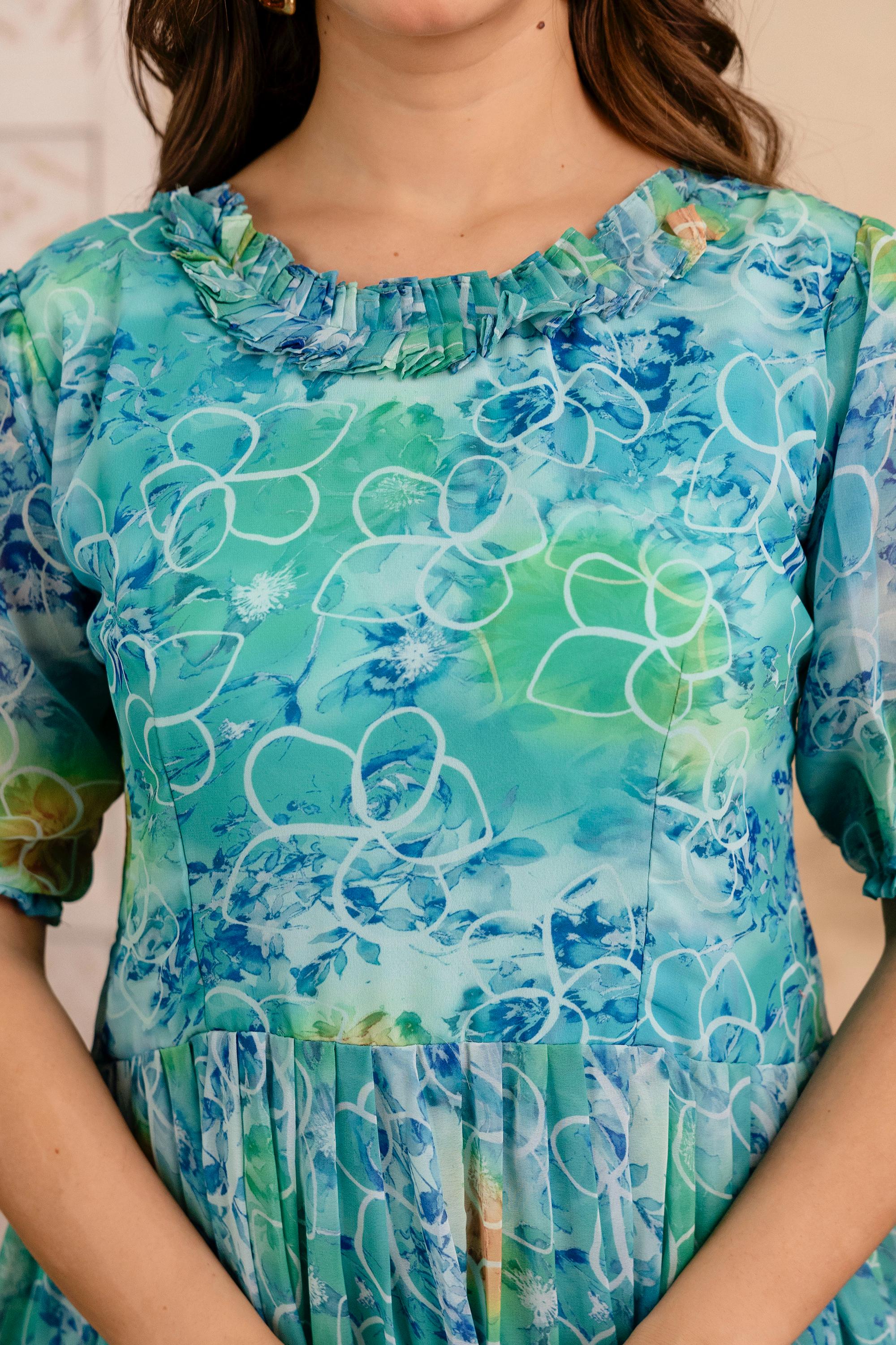 Womenline Sky Blue Color Stylish Gown