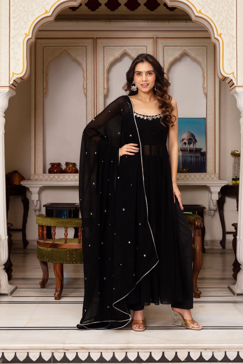 Womenline Black Color Designer Anarkali Suit