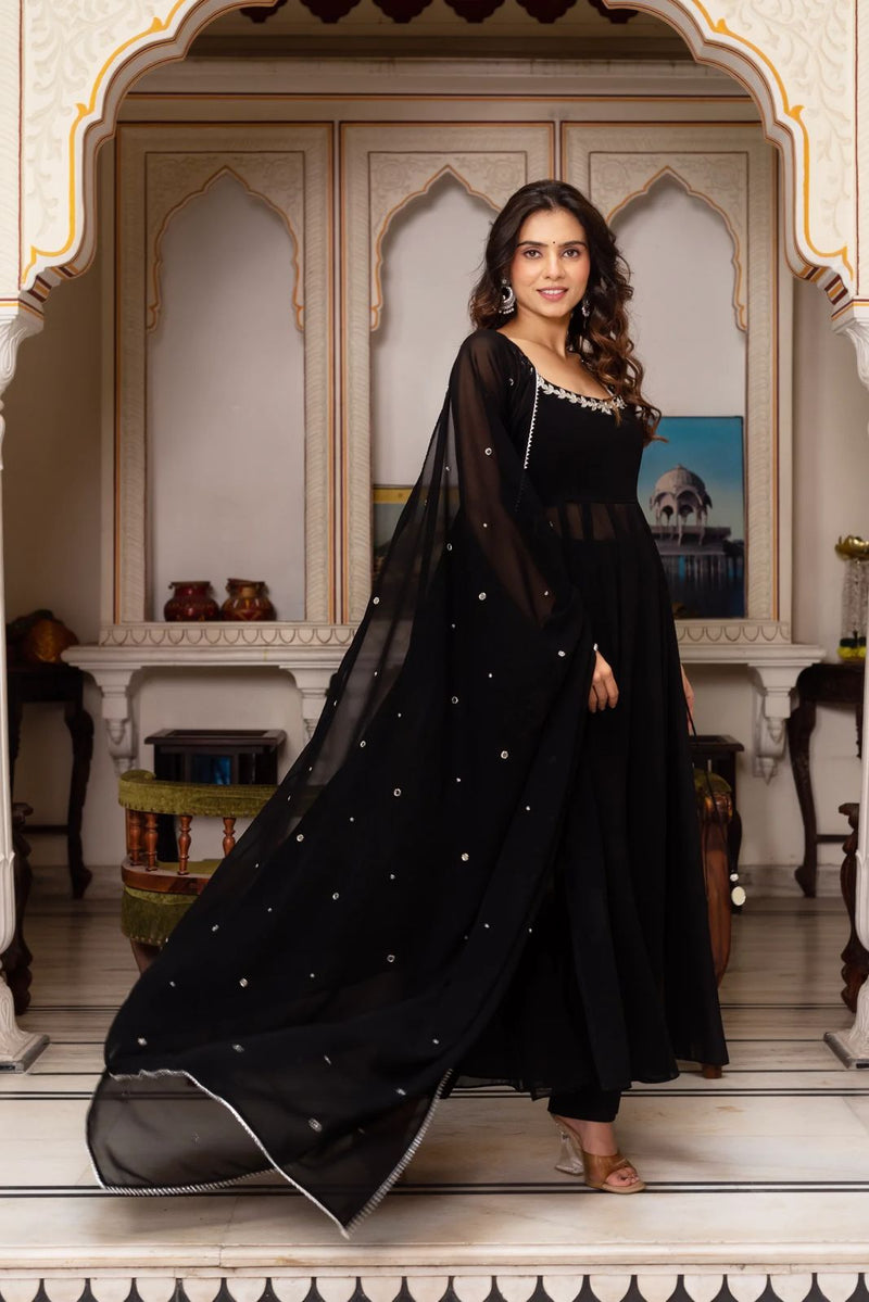 Womenline Black Color Designer Anarkali Suit