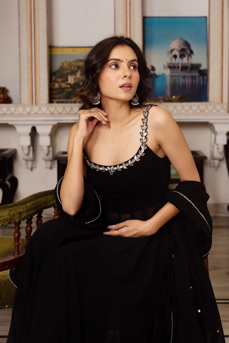 Womenline Black Color Designer Anarkali Suit