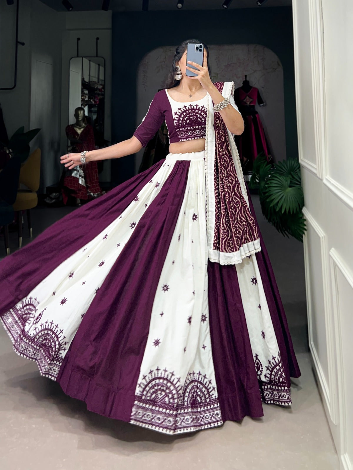 Womenline Mirror work magic Navratri Lehenga Choli