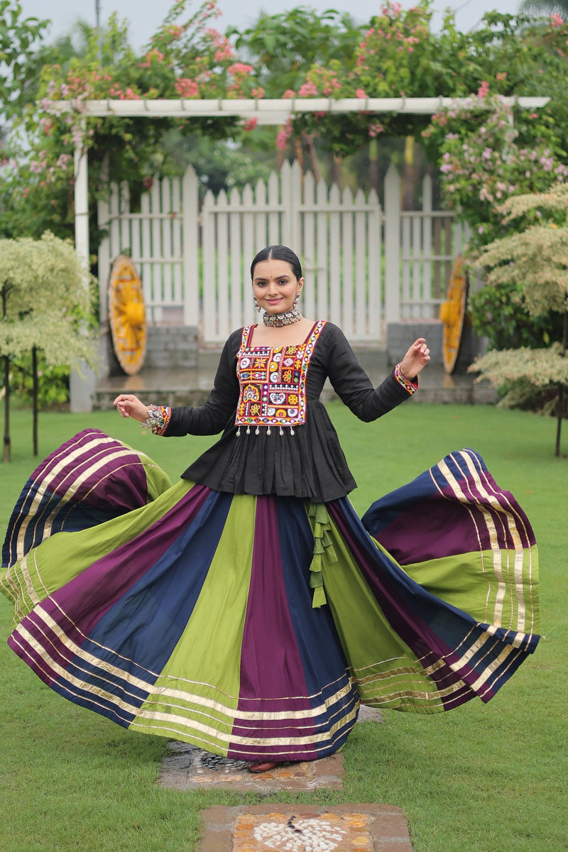 Womenline Parrot Wine Color Pure Cotton Navratri Lehenga Choli
