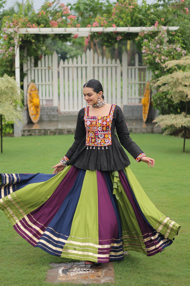 Womenline Parrot Wine Color Pure Cotton Navratri Lehenga Choli