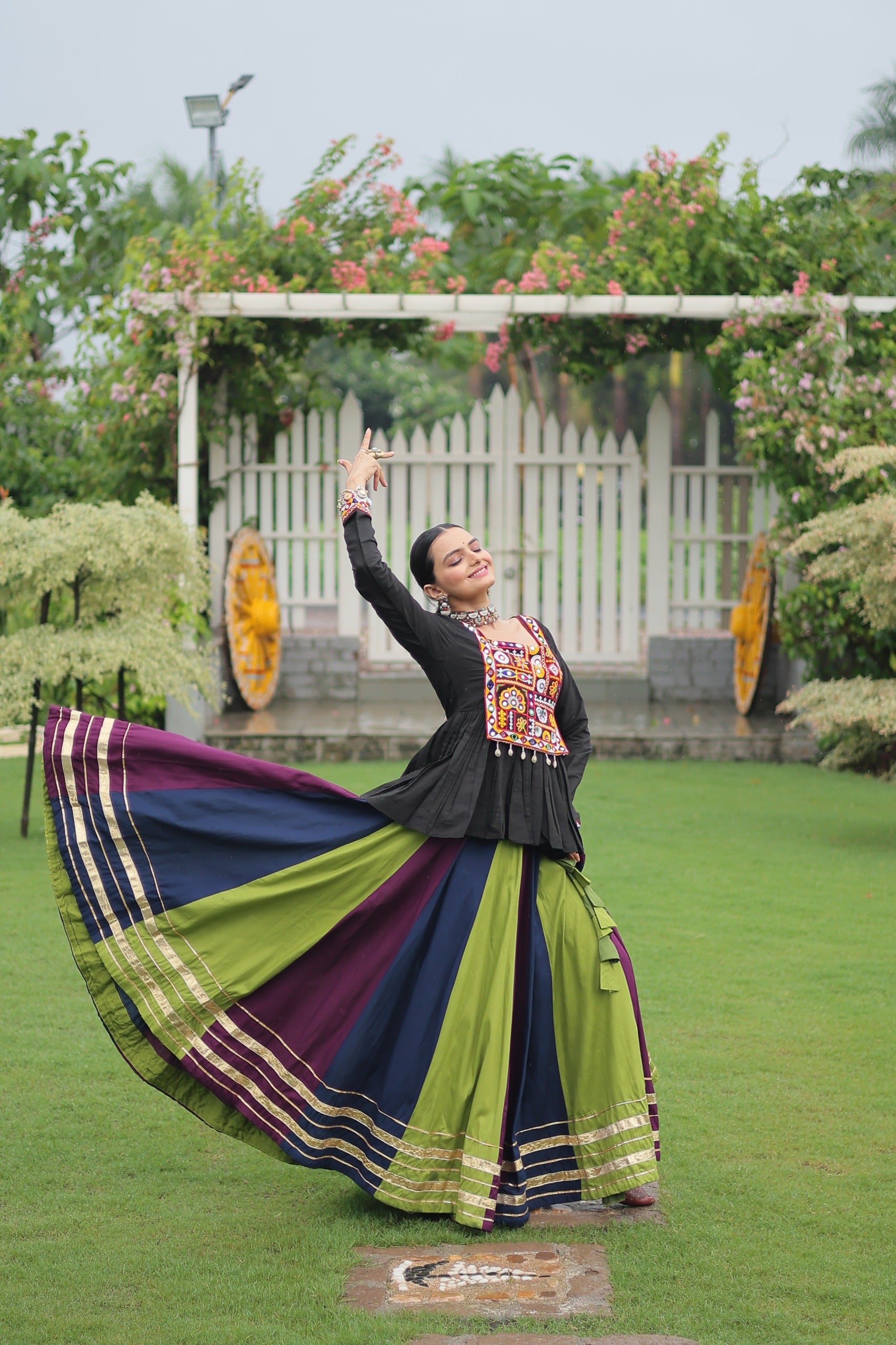 Womenline Parrot Wine Color Pure Cotton Navratri Lehenga Choli