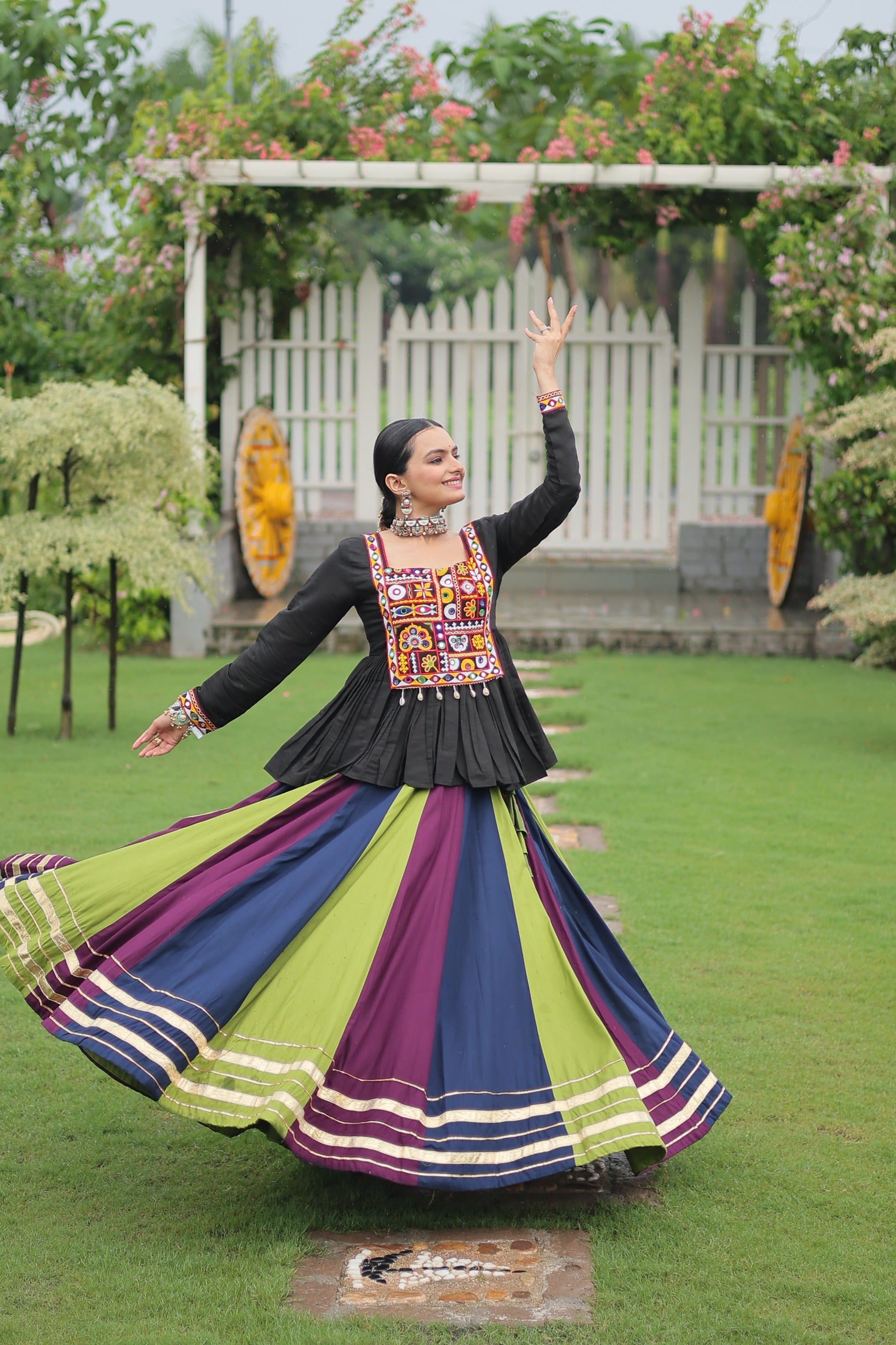 Womenline Parrot Wine Color Pure Cotton Navratri Lehenga Choli