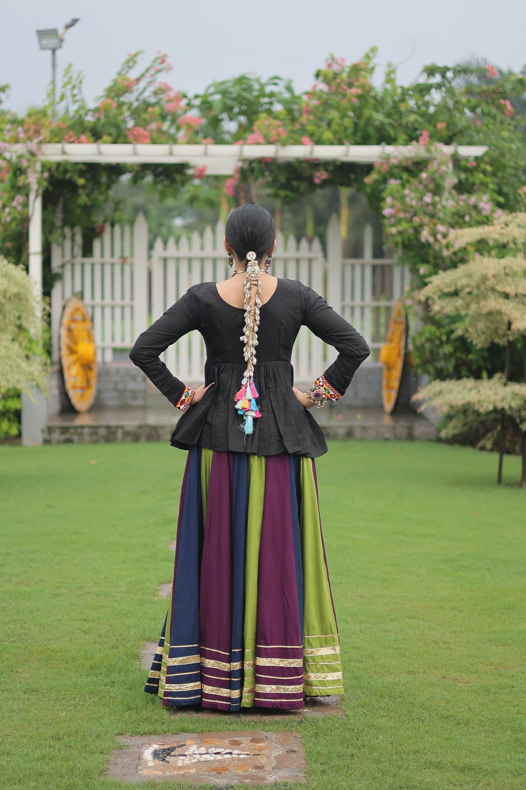 Womenline Parrot Wine Color Pure Cotton Navratri Lehenga Choli