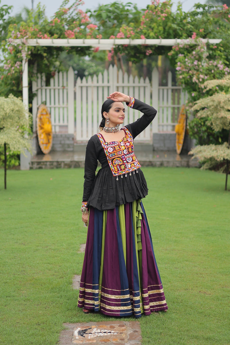 Womenline Parrot Wine Color Pure Cotton Navratri Lehenga Choli