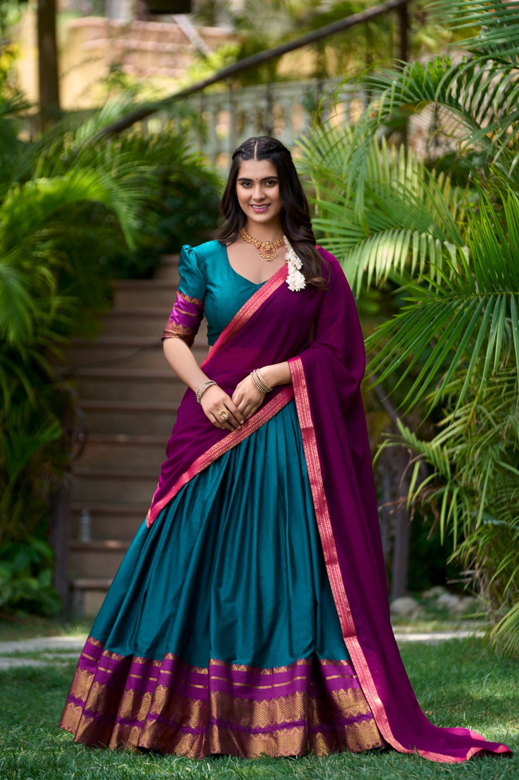 Womenline Rama Color Cotton Lehenga Choli