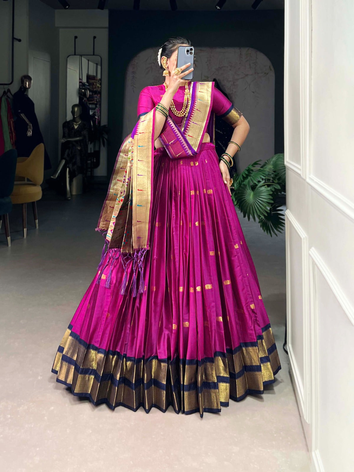 Womenline Rani Color Jacquard Silk Lehenga Choli