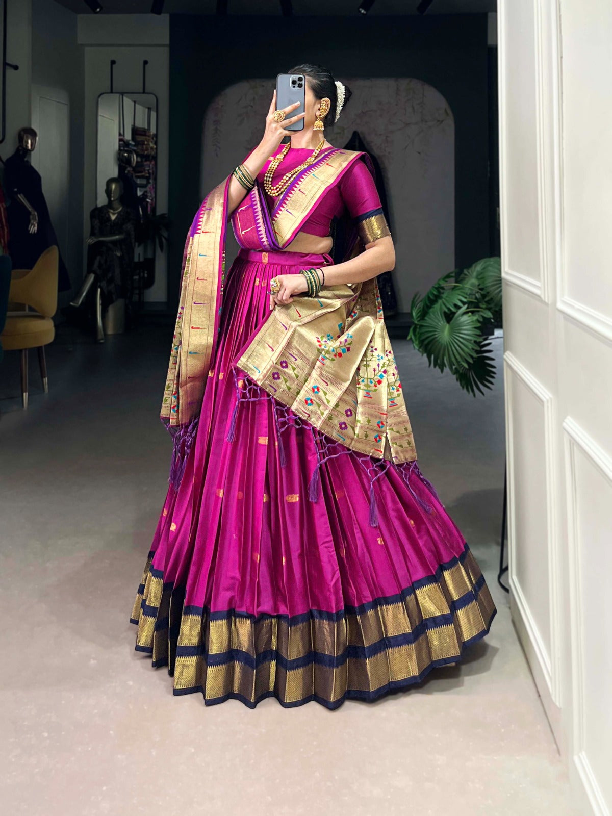 Womenline Rani Color Jacquard Silk Lehenga Choli