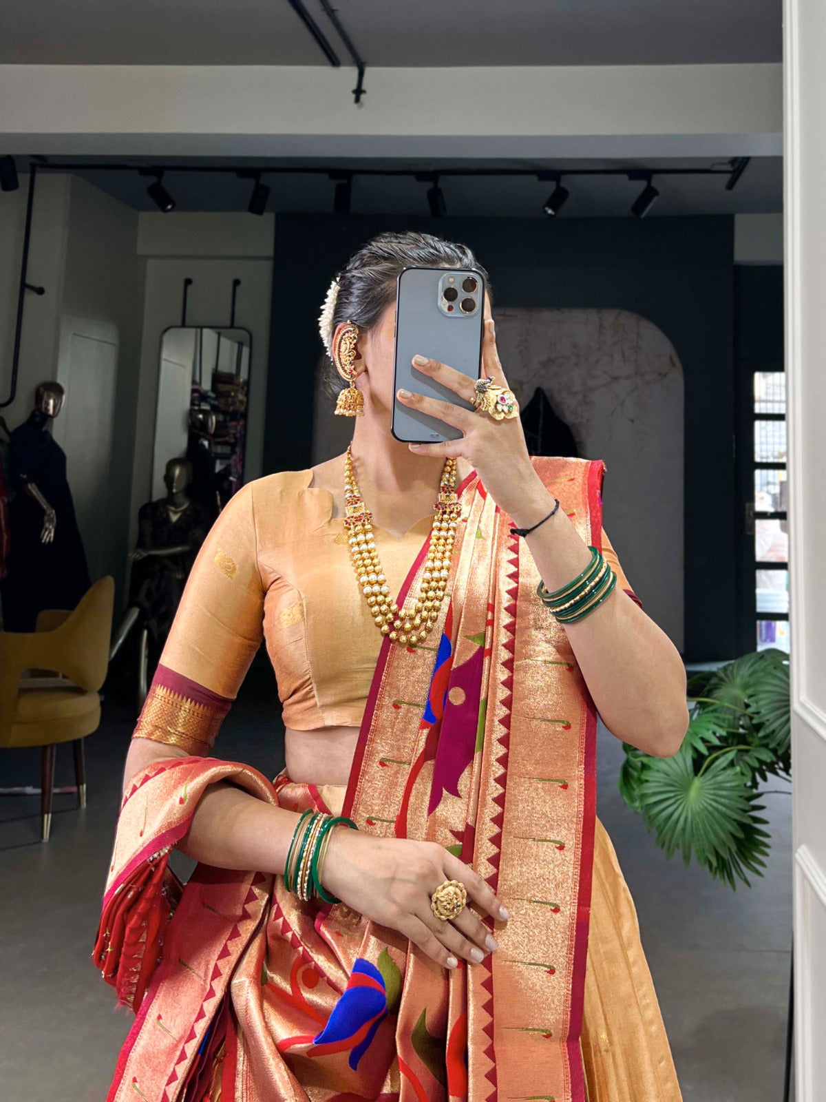 Womenline Cream Color Jacquard Silk Lehenga Choli