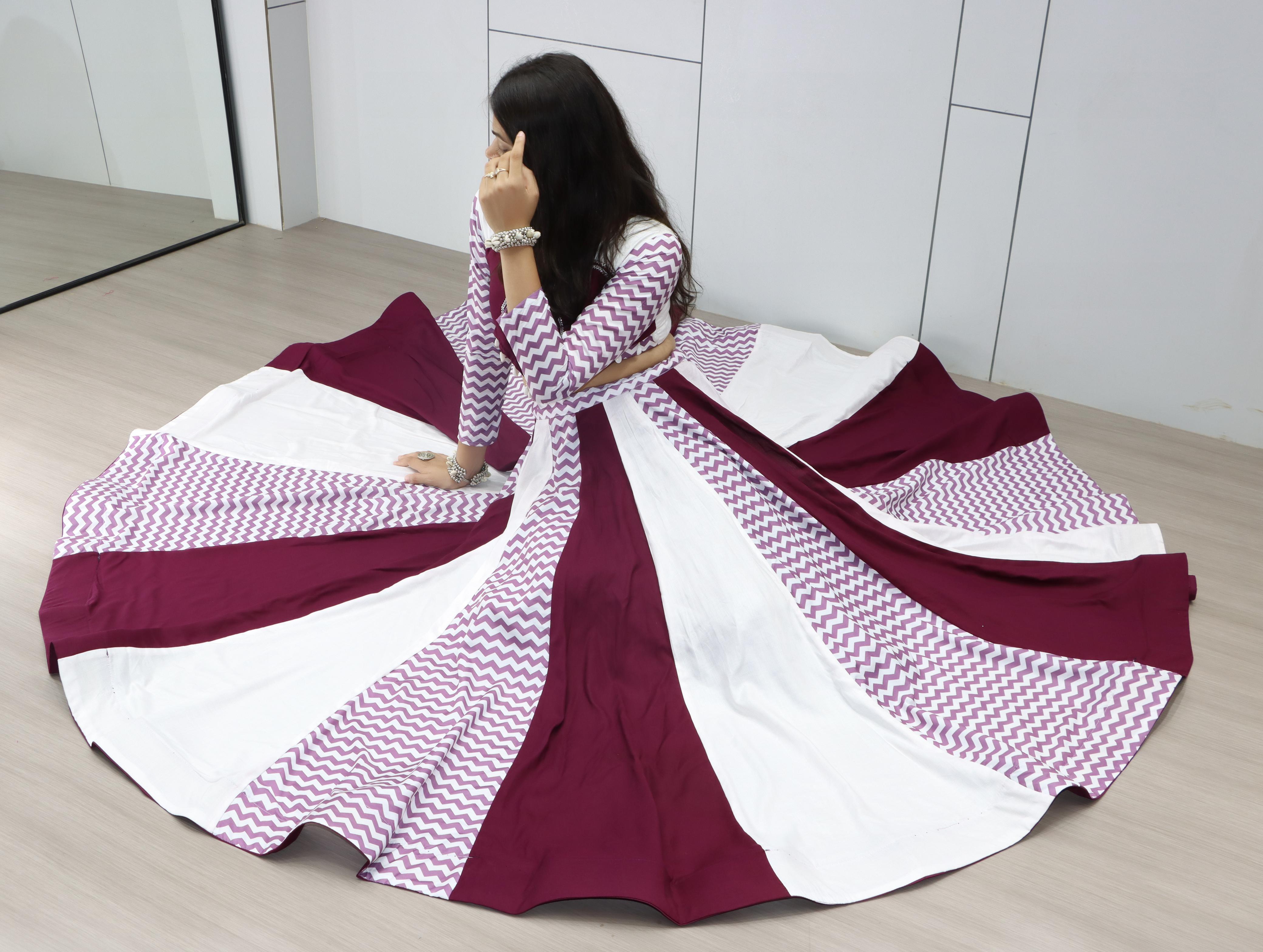 Womenline White Wine Color Pure Rayon Cotton Navratri Lehenga Choli