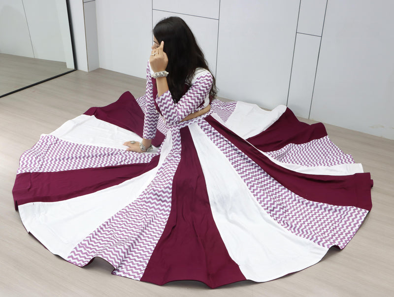 Womenline White Wine Color Pure Rayon Cotton Navratri Lehenga Choli