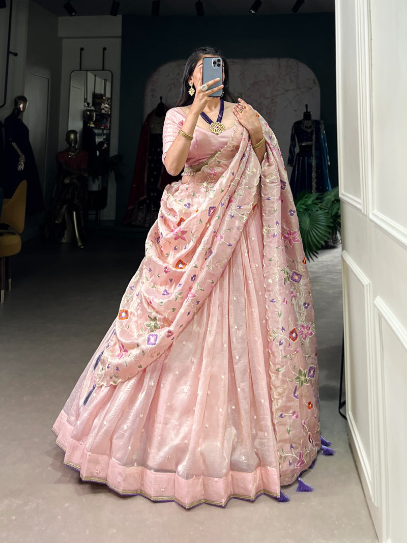 Womenline Gold Crush Lehenga Choli