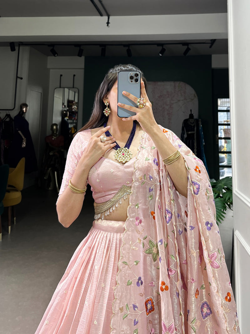 Womenline Gold Crush Lehenga Choli