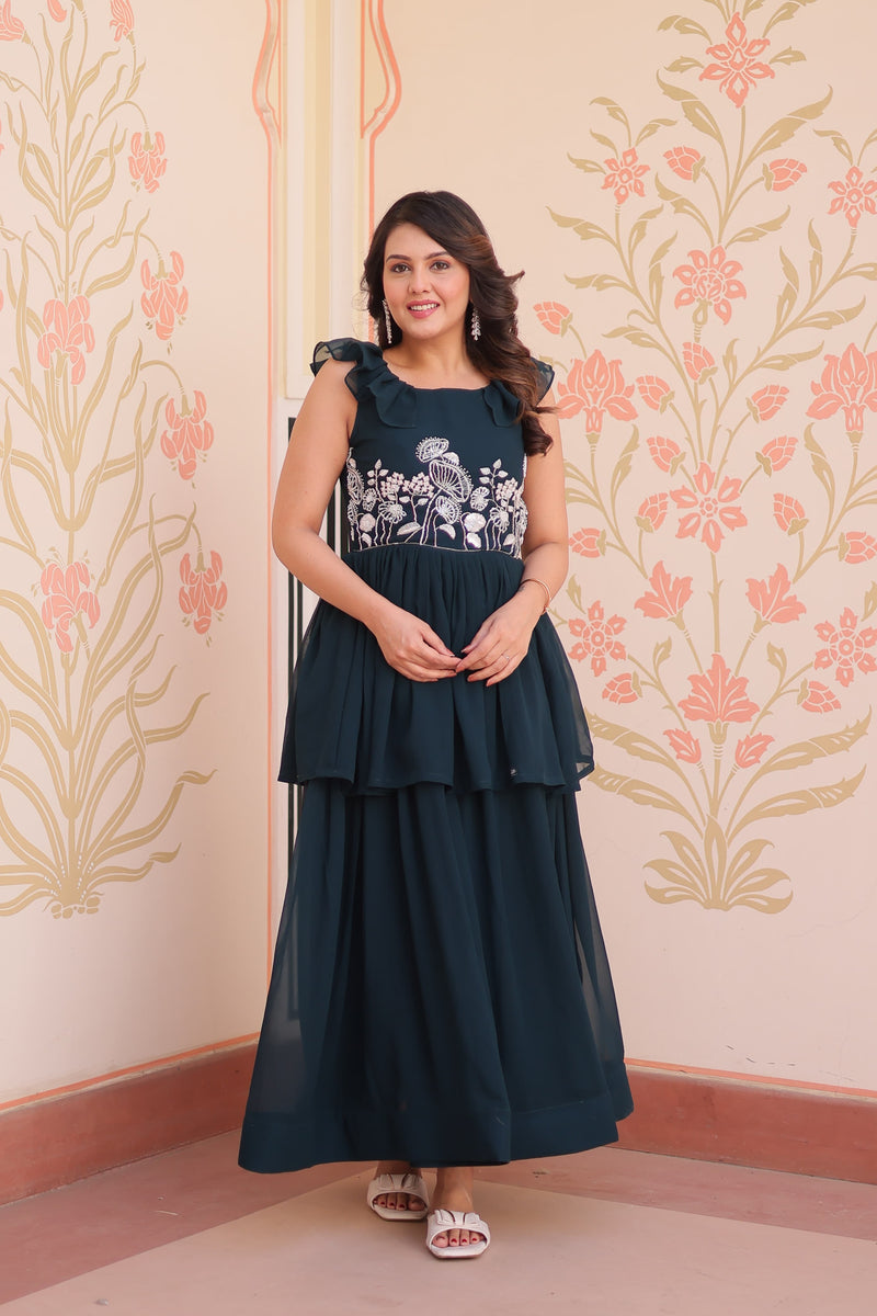 Womenline Rama Color Faux Blooming Gown