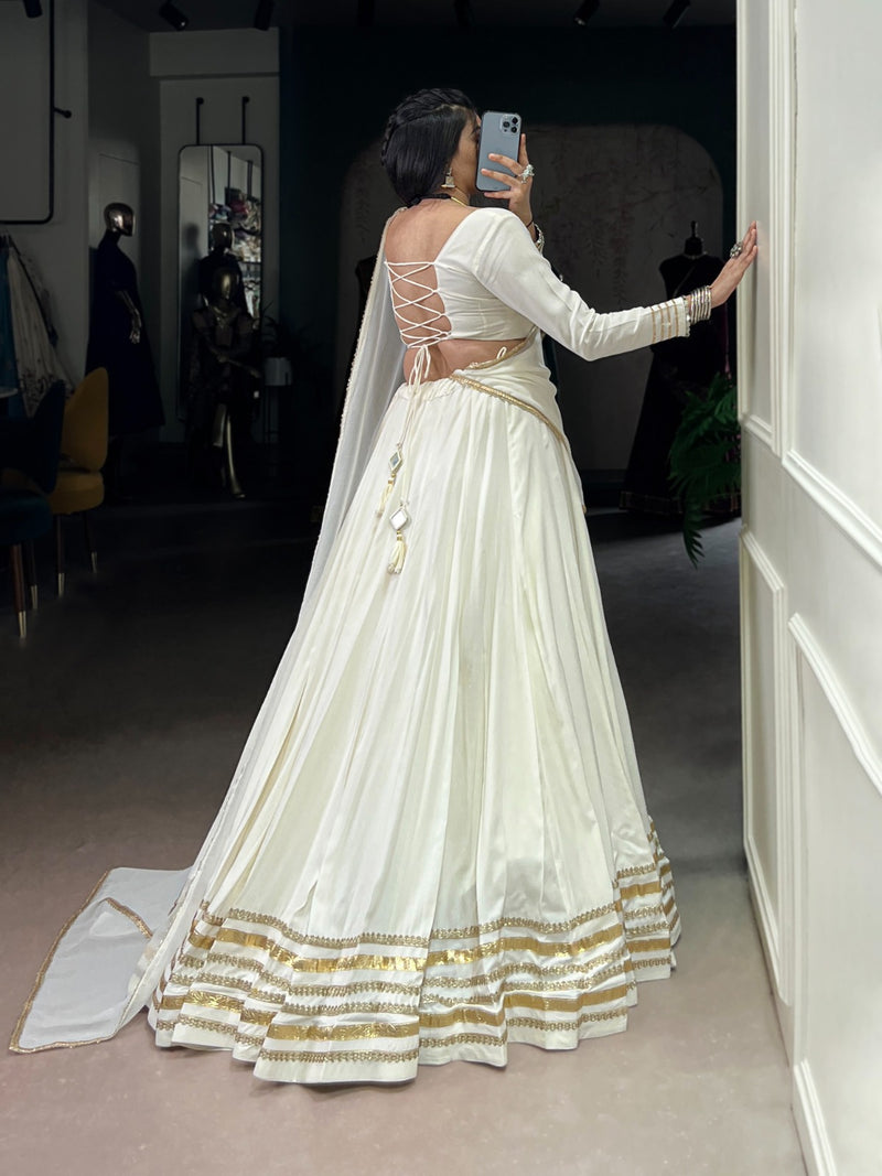 Womenline White Color Pure Rayon Navratri Lehenga Choli