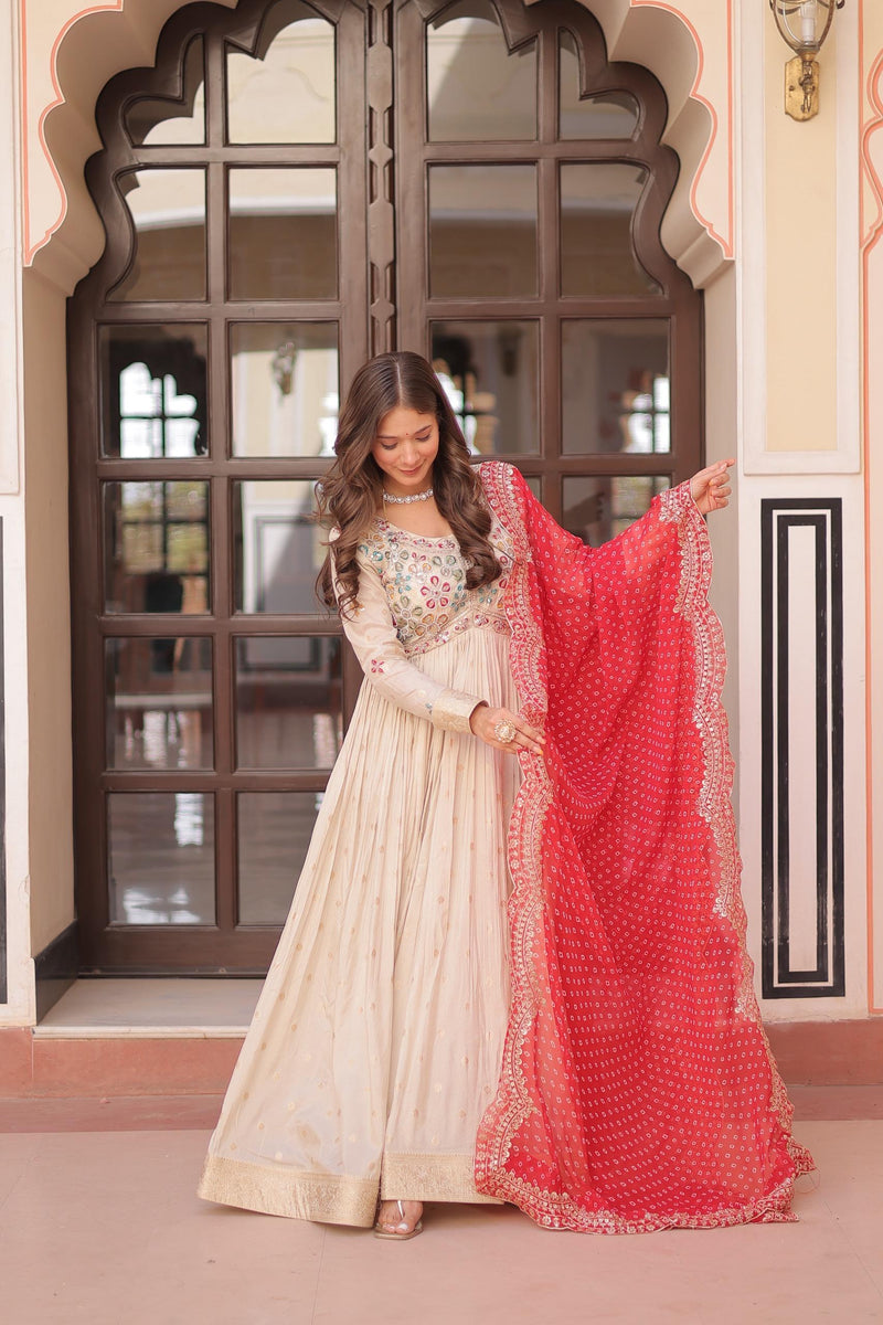 Womenline White  Color Whisper Gown