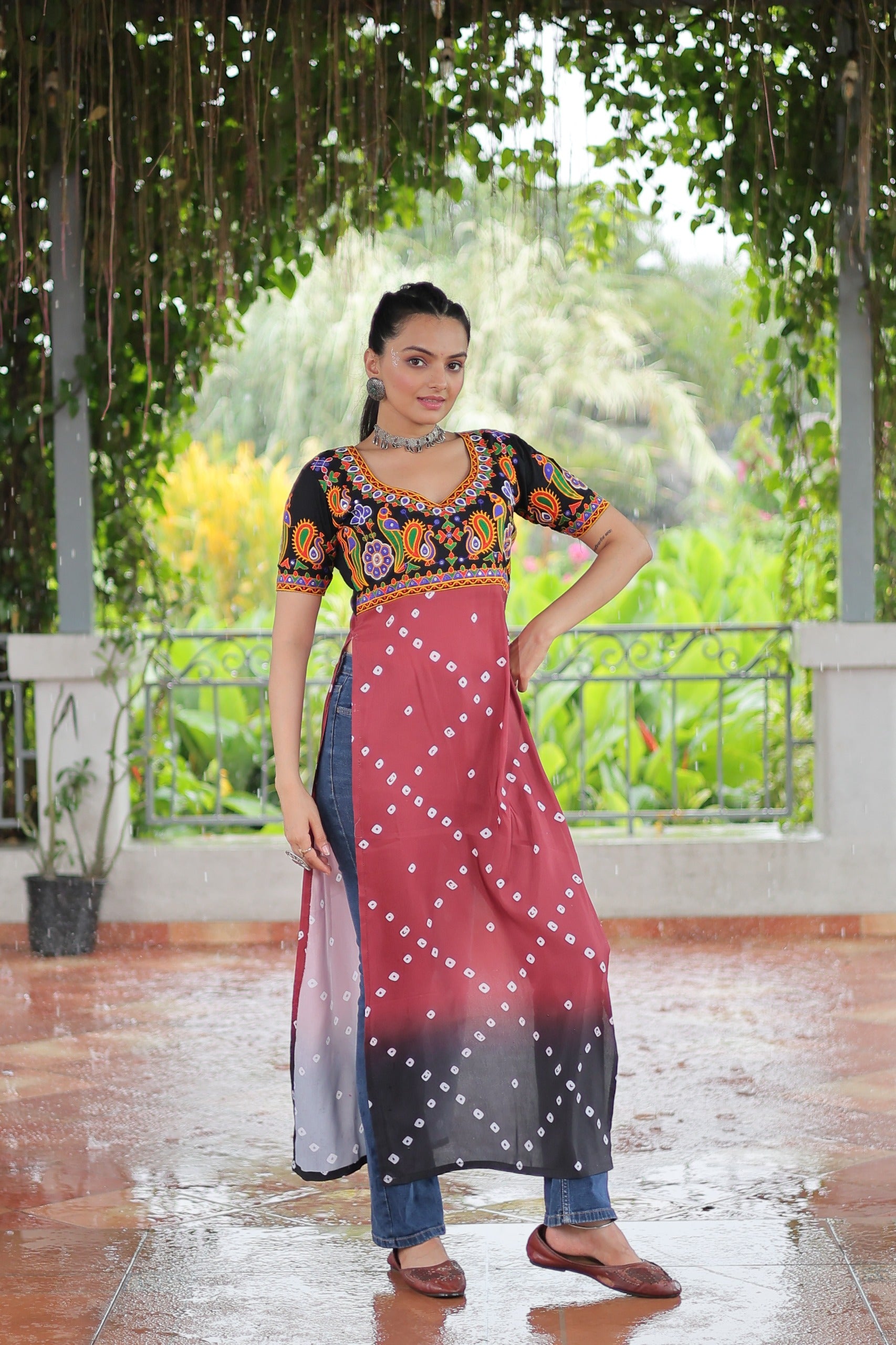 Womenline Printed Rayon Navratri Kurti