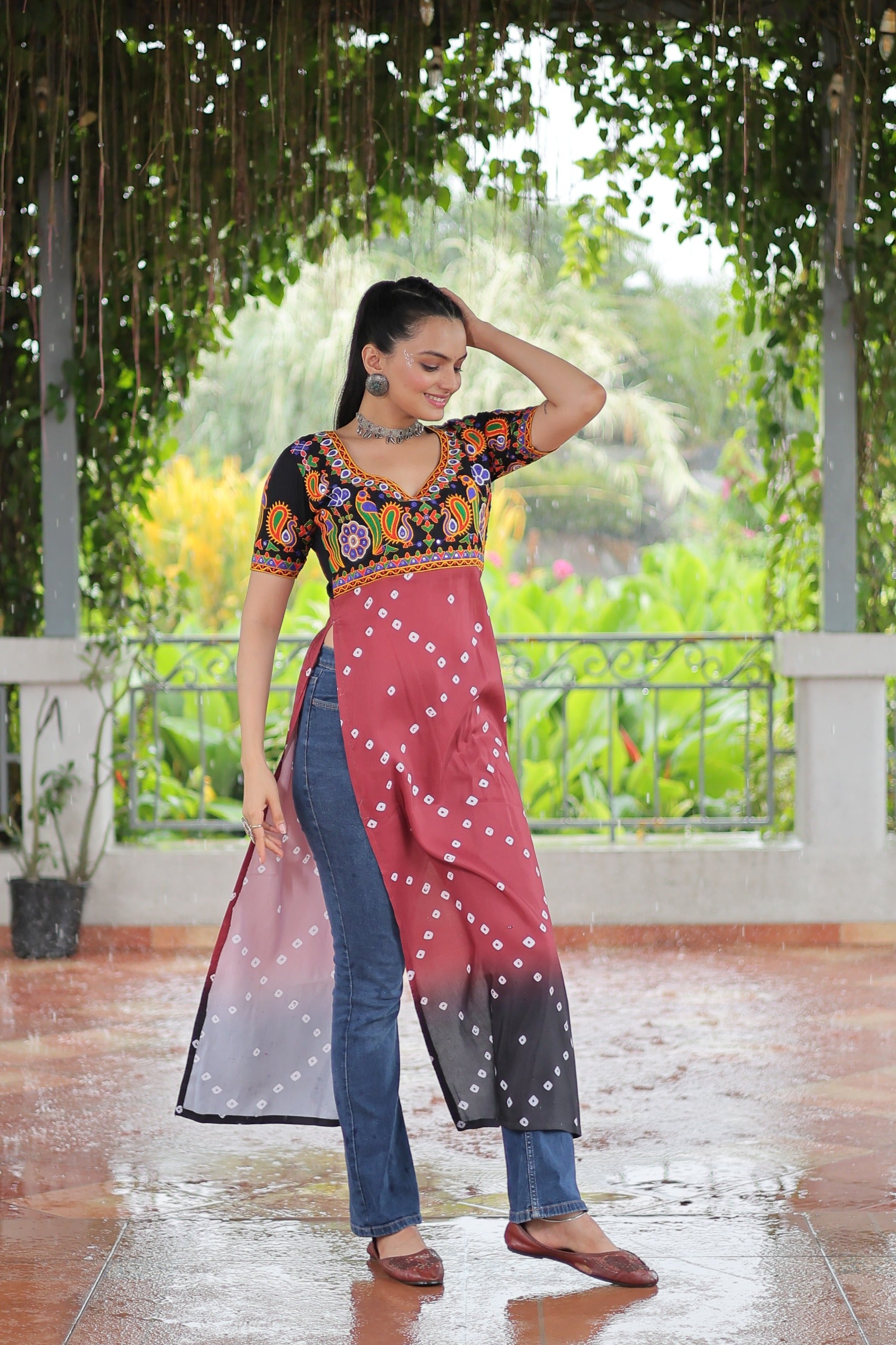 Womenline Printed Rayon Navratri Kurti