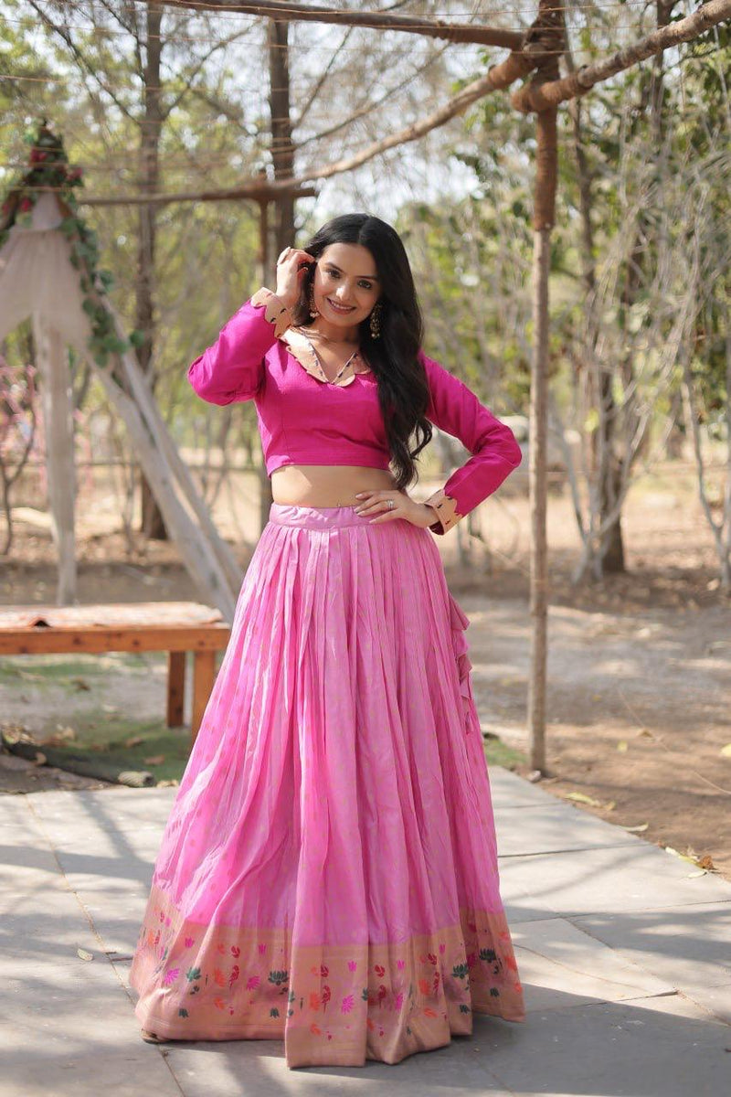 Womenline Pink Color Pure Dayble Viscose Lehenga Choli
