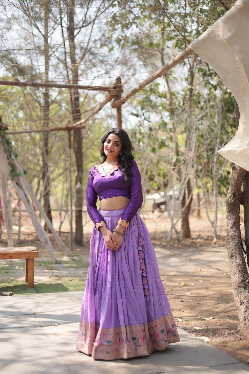 Womenline Lavender Color Pure Dayble Viscose Lehenga Choli