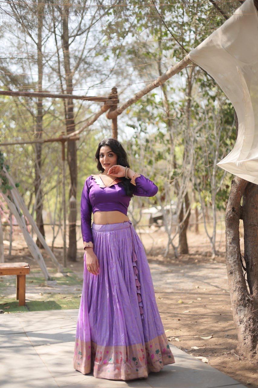 Womenline Lavender Color Pure Dayble Viscose Lehenga Choli