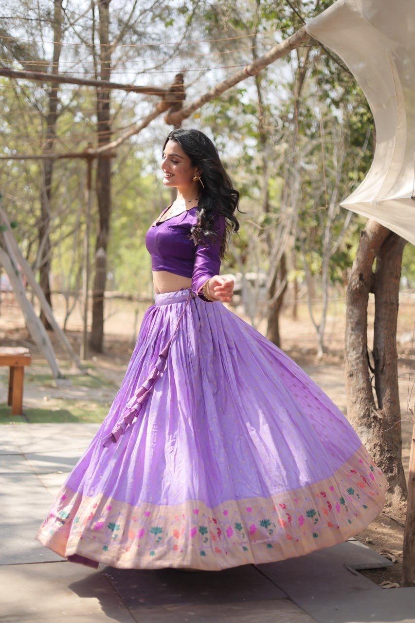 Womenline Lavender Color Pure Dayble Viscose Lehenga Choli