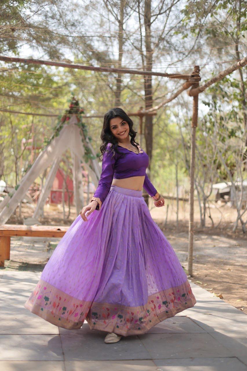 Womenline Lavender Color Pure Dayble Viscose Lehenga Choli
