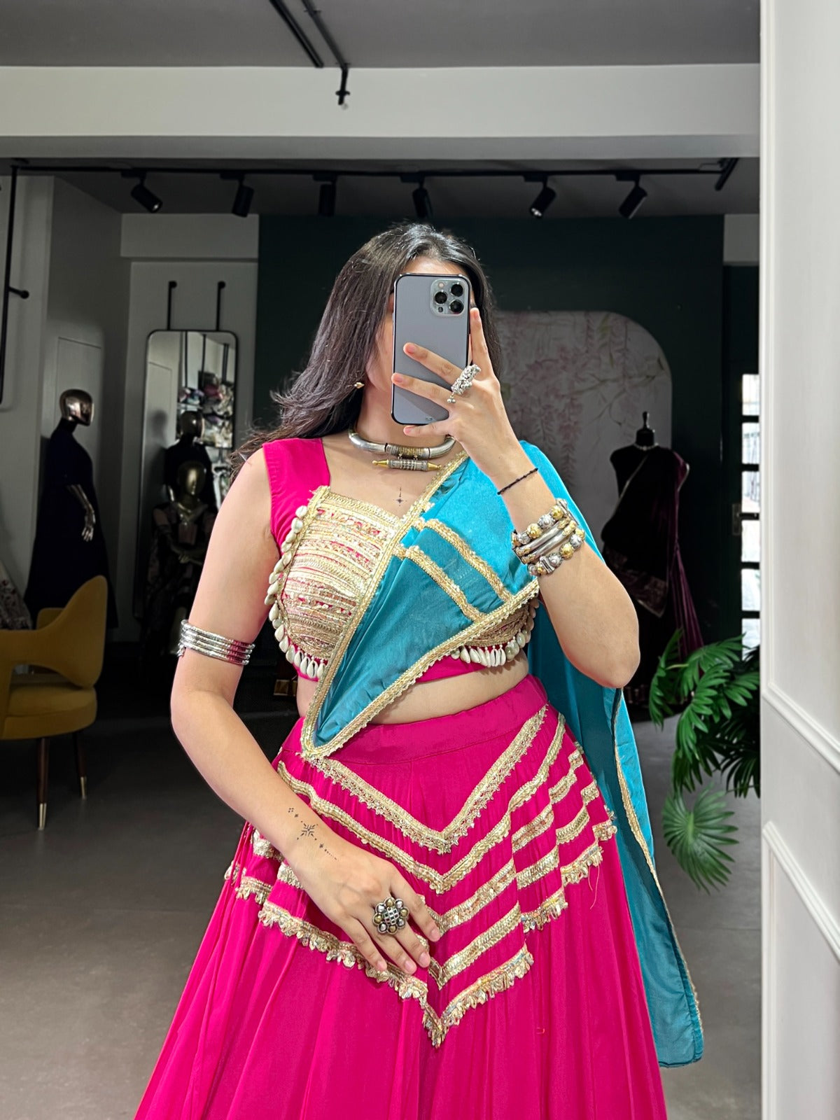 Womenline Traditional Pink Color Pure Rayon Lehenga Choli