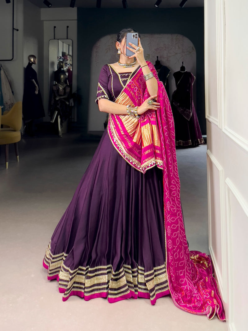 Womenline Purple Color Georgette Silk Navratri Lehenga Choli