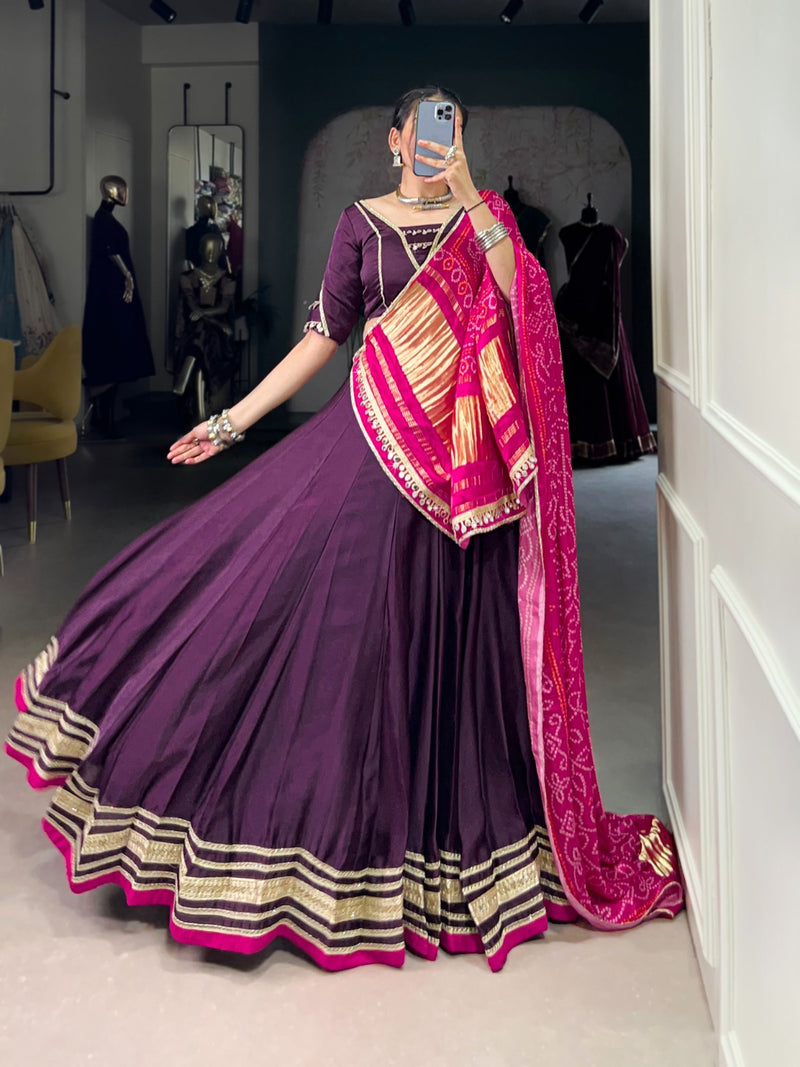 Womenline Purple Color Georgette Silk Navratri Lehenga Choli
