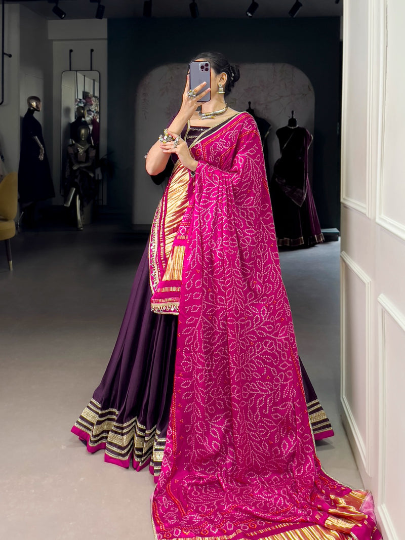 Womenline Purple Color Georgette Silk Navratri Lehenga Choli