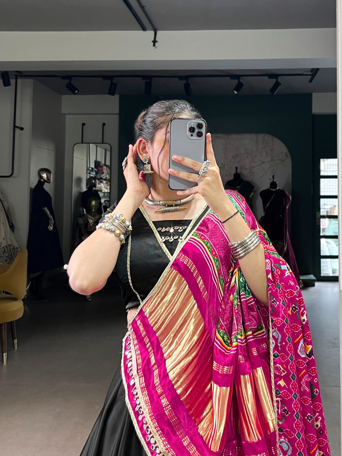 Womenline Black Color Georgette Silk Navratri Lehenga Choli