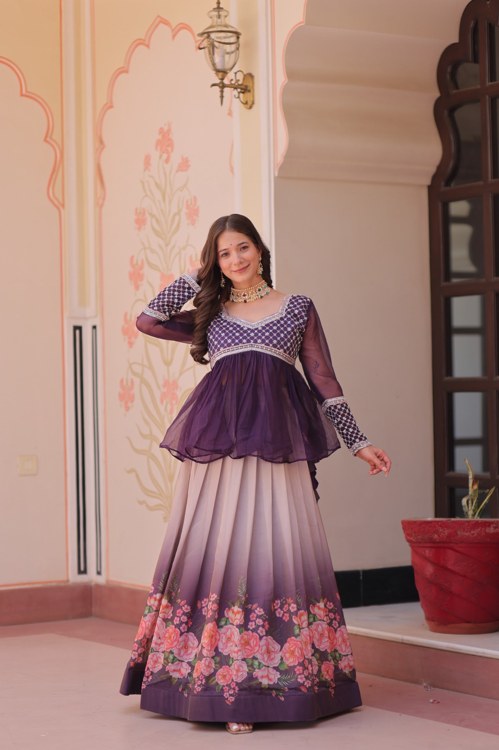 Womenline Purple Color Cosmos Lehenga Choli