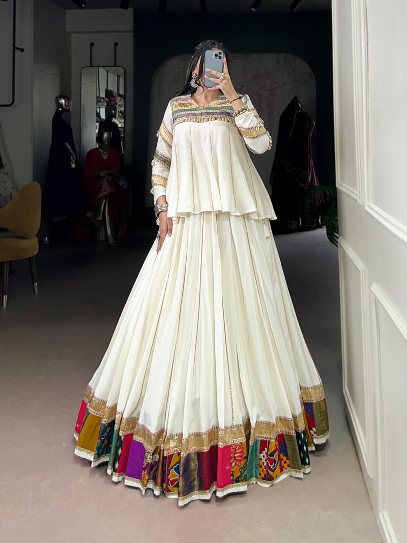 Womenline White Ethnic Wear Lehenga Choli for Navratri Festive Look
