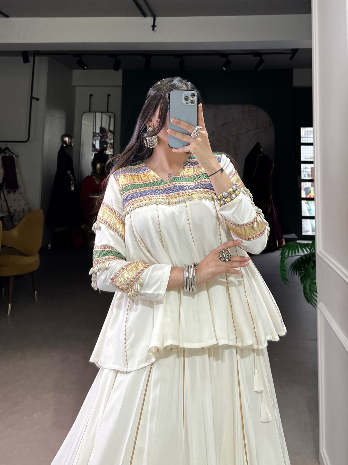 Womenline White Ethnic Wear Lehenga Choli for Navratri Festive Look