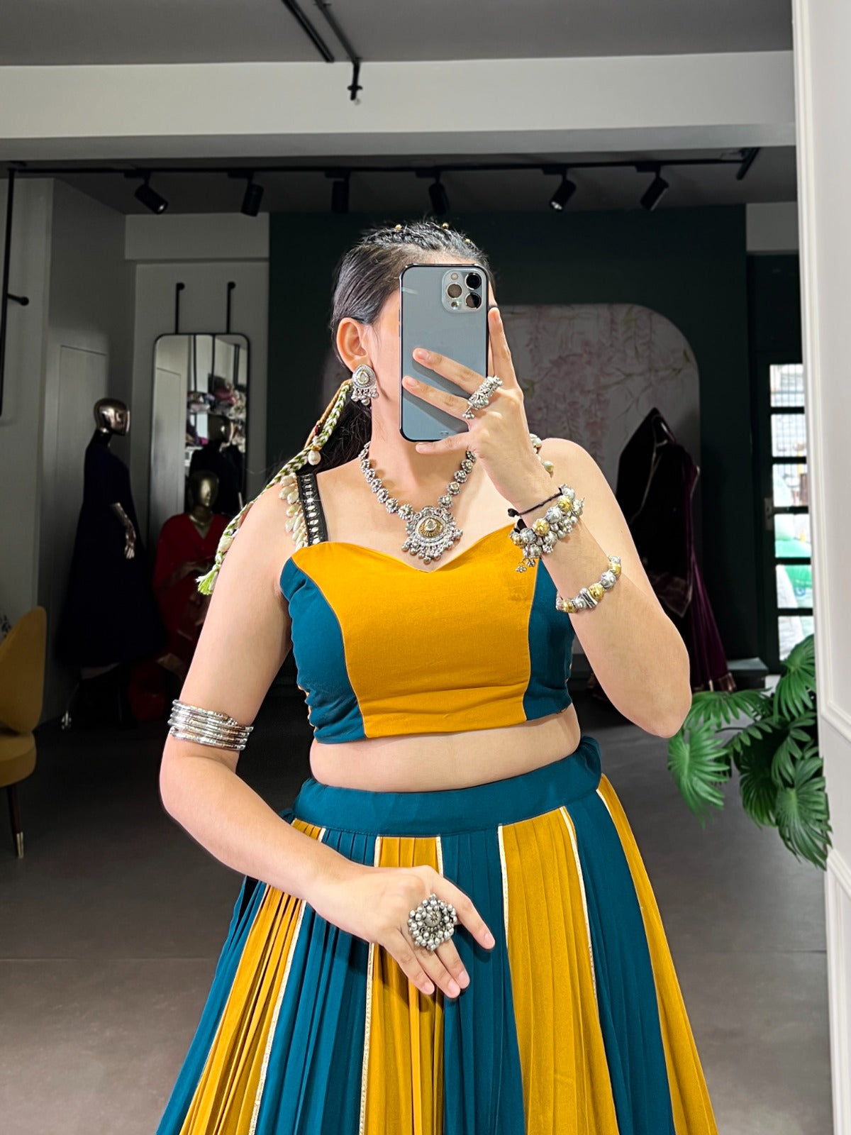 Womenline Musted Yellow Color Rayon Navratri Lehenga Choli