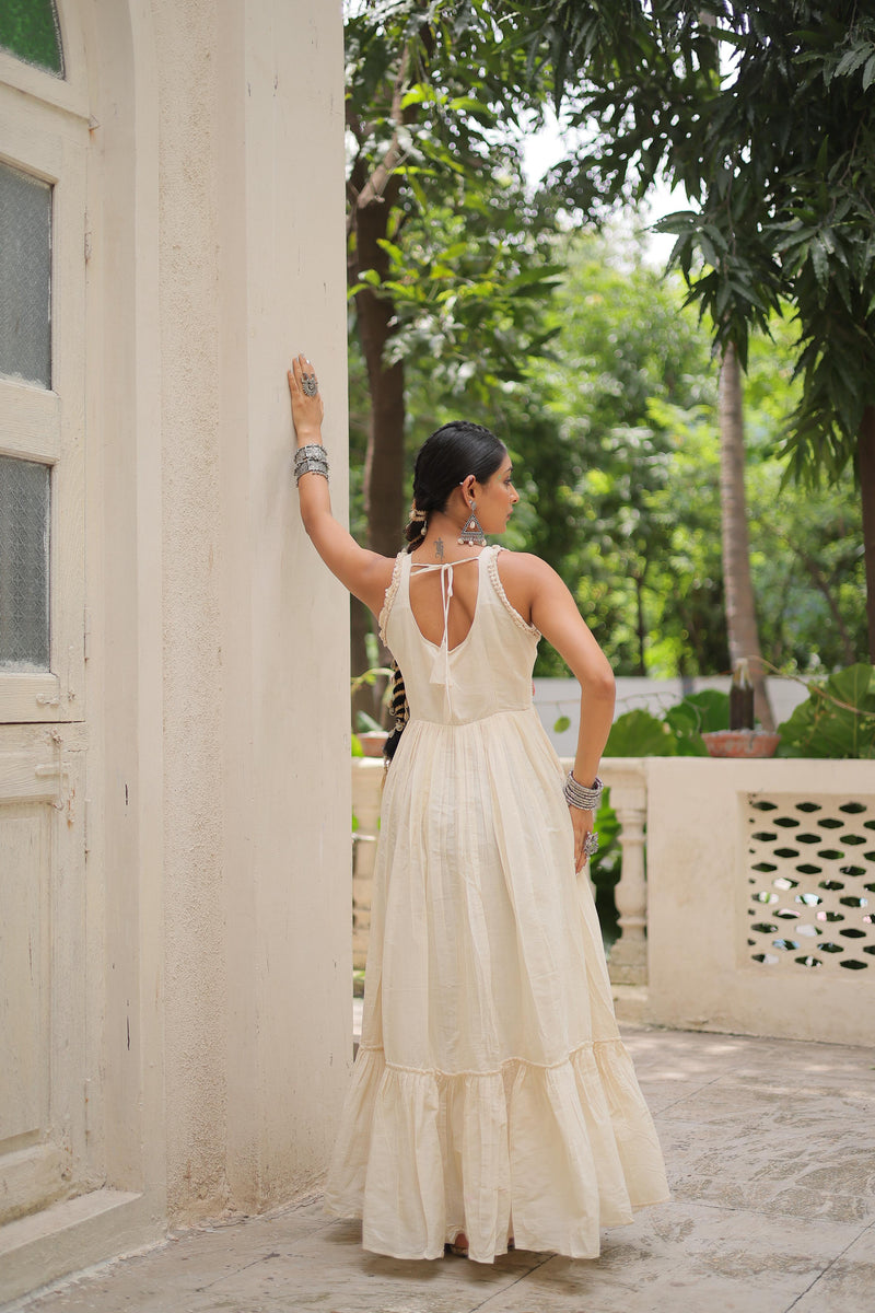 Womenline Off White Color Kora Cotton Navratri Lehenga Choli