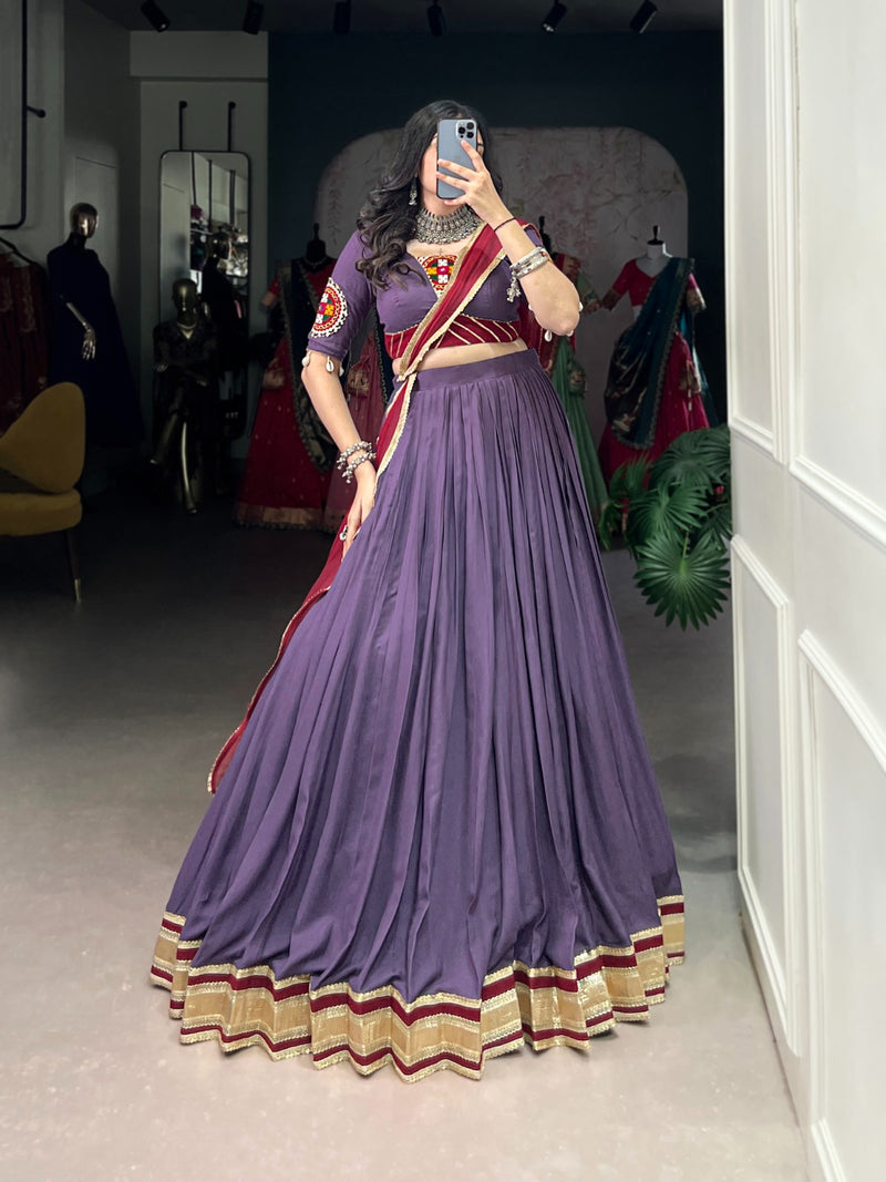Womenline Dusty Mauve Color Rayon Navratri Lehenga Choli
