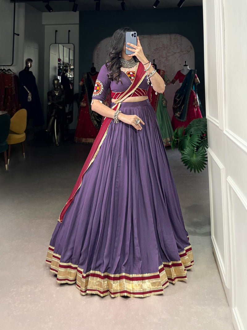 Womenline Dusty Mauve Color Rayon Navratri Lehenga Choli