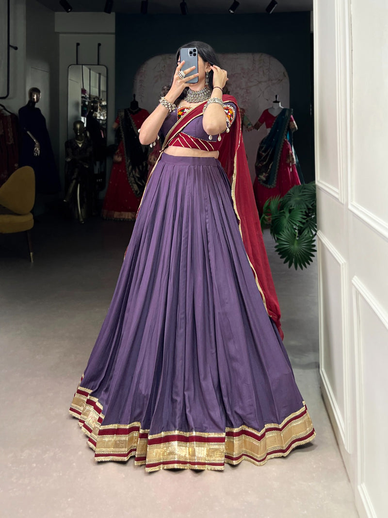 Womenline Dusty Mauve Color Rayon Navratri Lehenga Choli