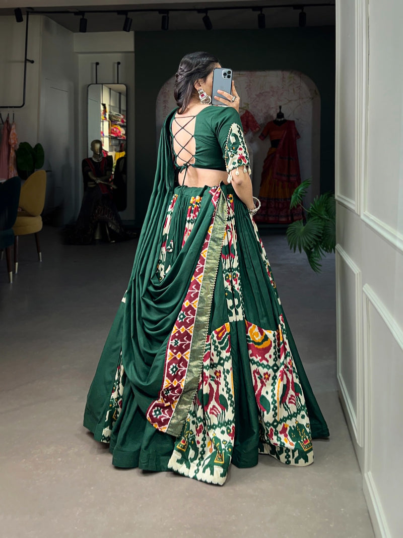 Womenline Green Color Rayon Navratri lehenga Choli
