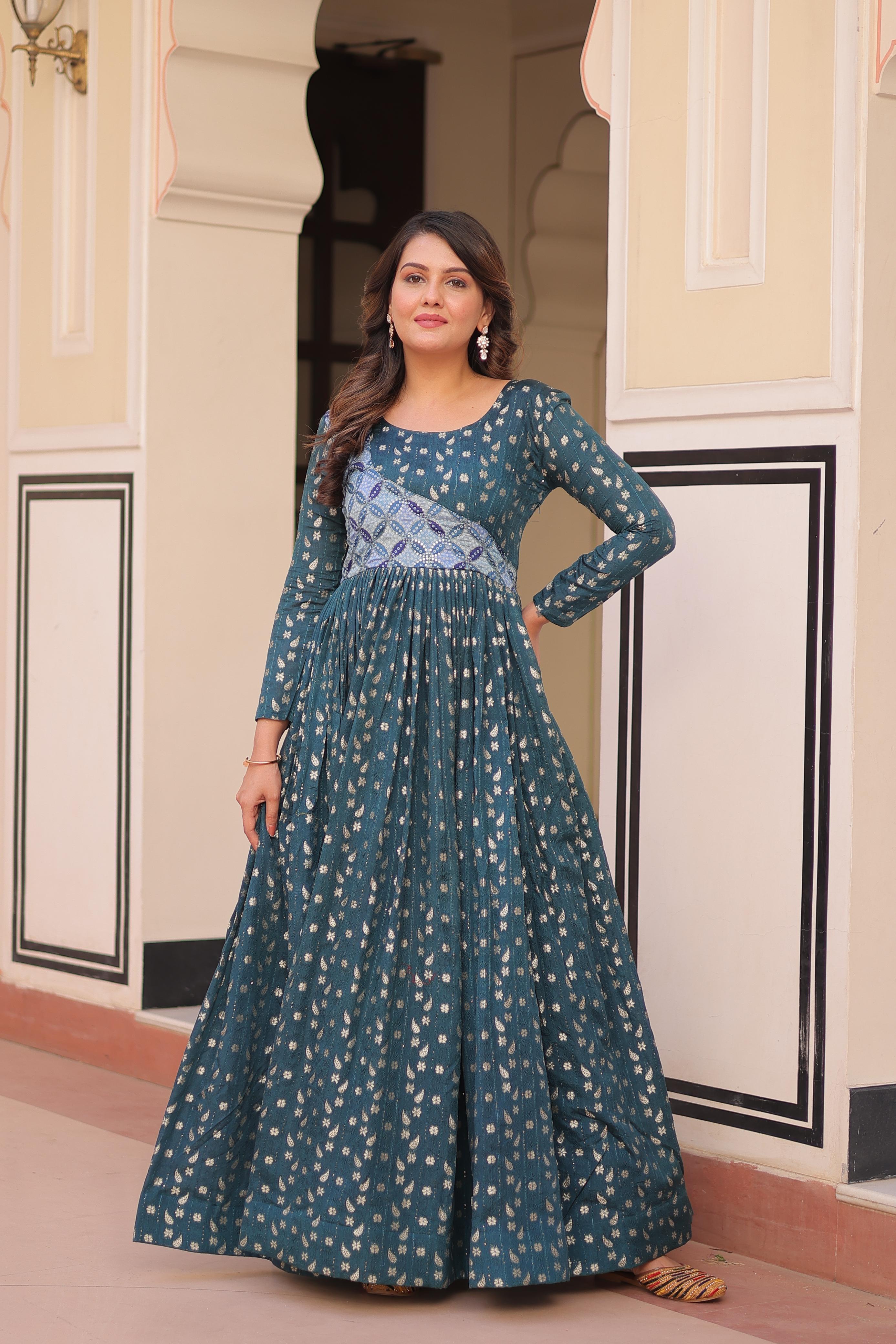 Womenline Premium Rama Color Jacquard Gown