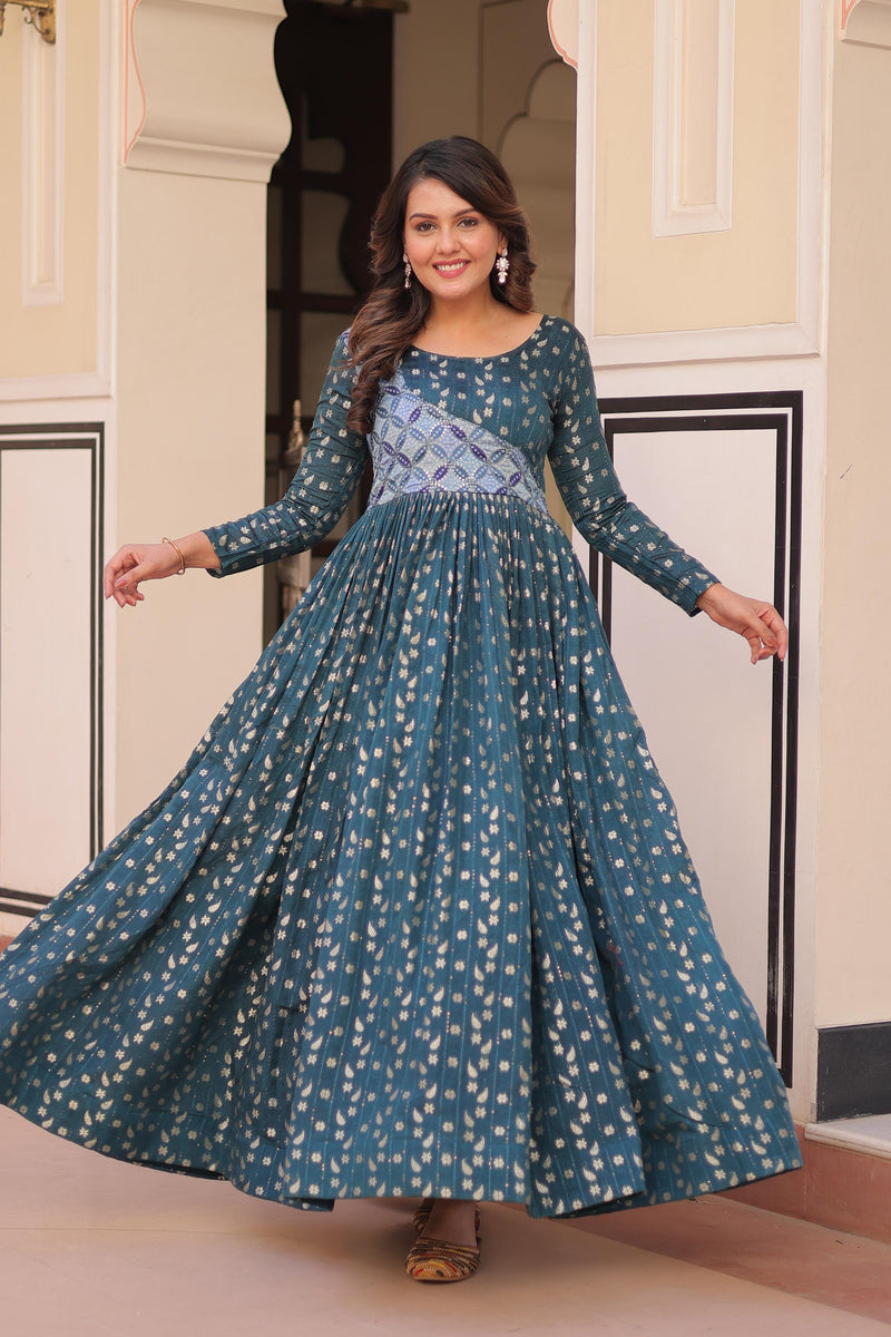Womenline Premium Rama Color Jacquard Gown