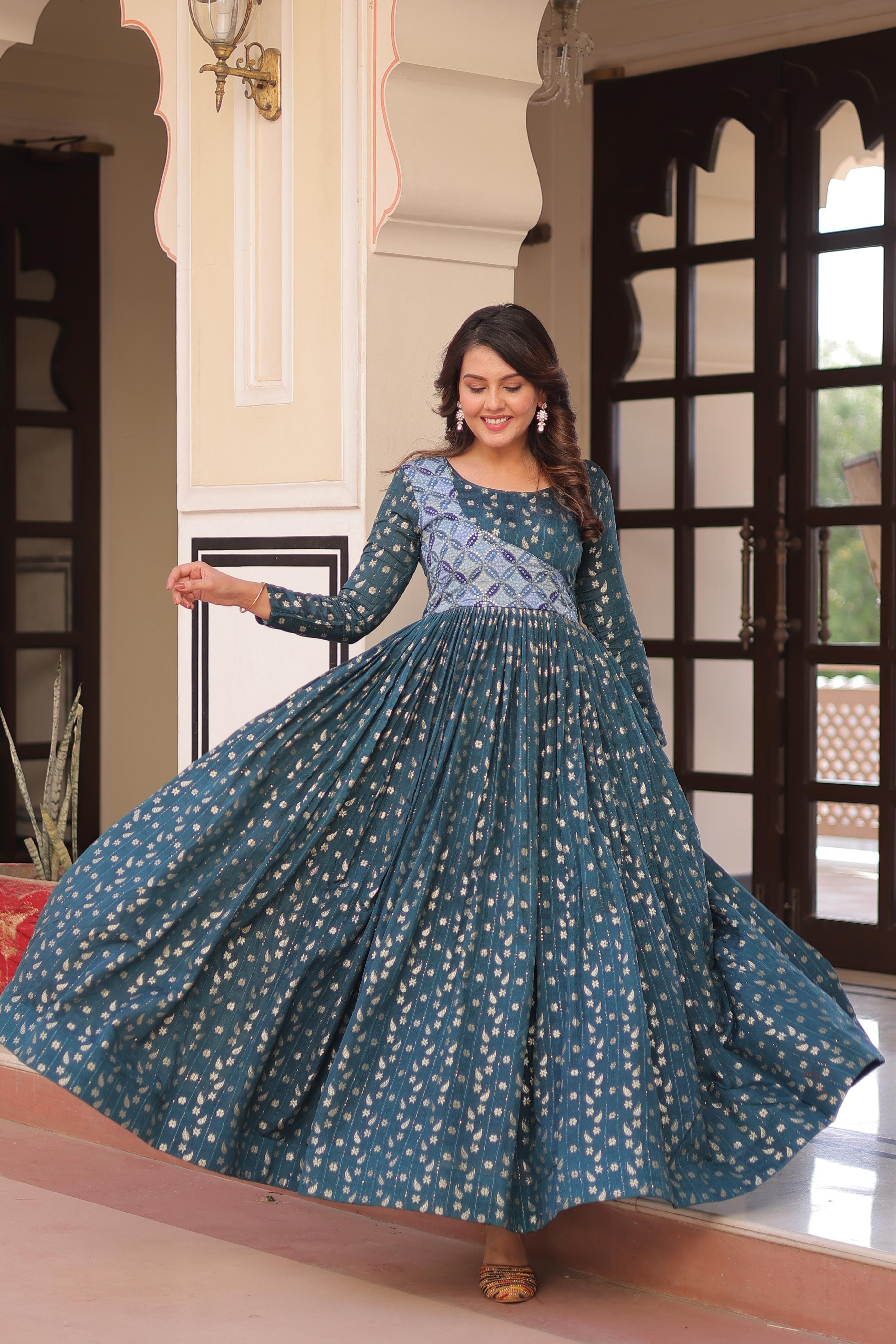 Womenline Premium Rama Color Jacquard Gown