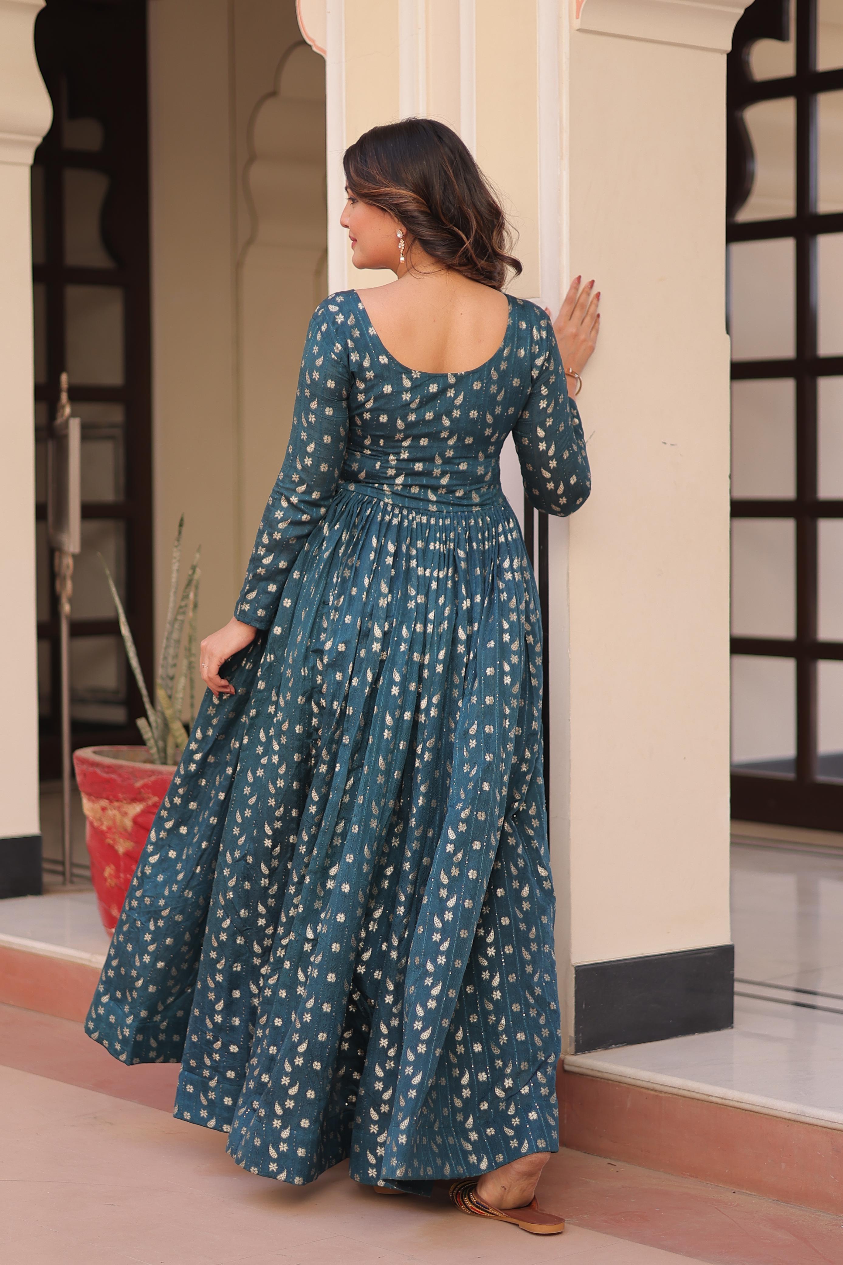 Womenline Premium Rama Color Jacquard Gown