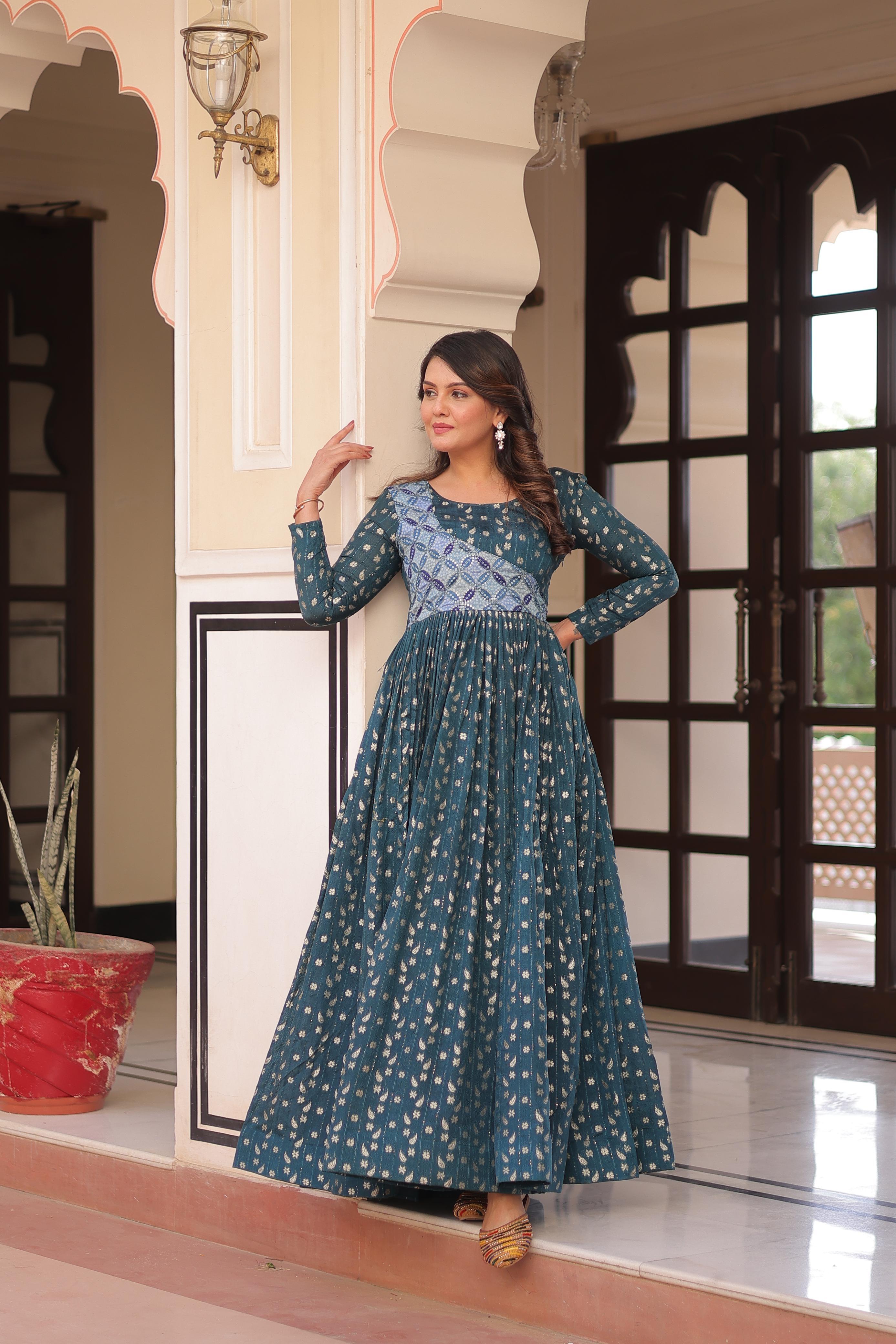 Womenline Premium Rama Color Jacquard Gown