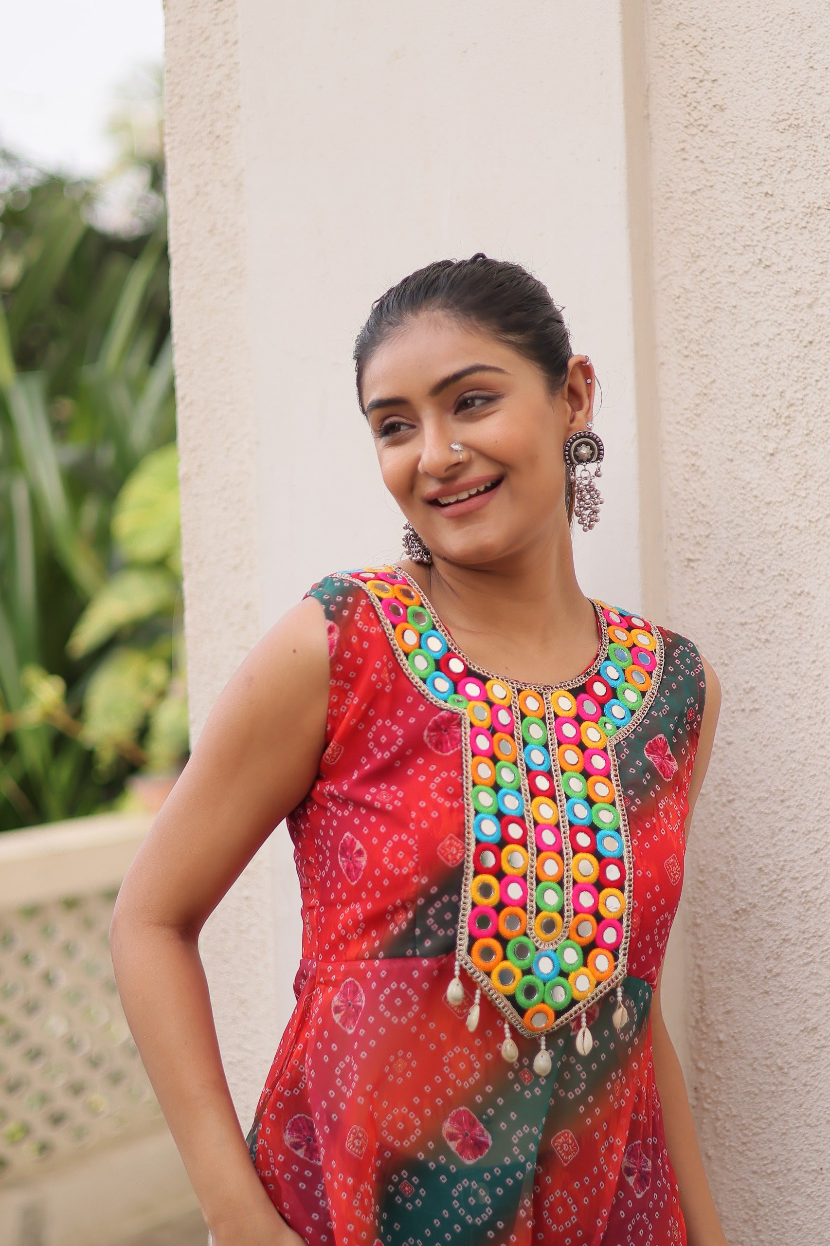 Womenline Multi Color Georgette Navratri Kurti