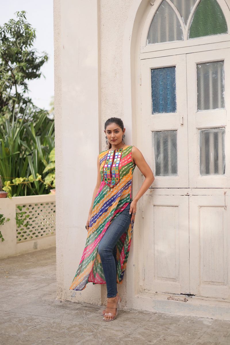 Womenline Multi Color Georgette Navratri Kurti